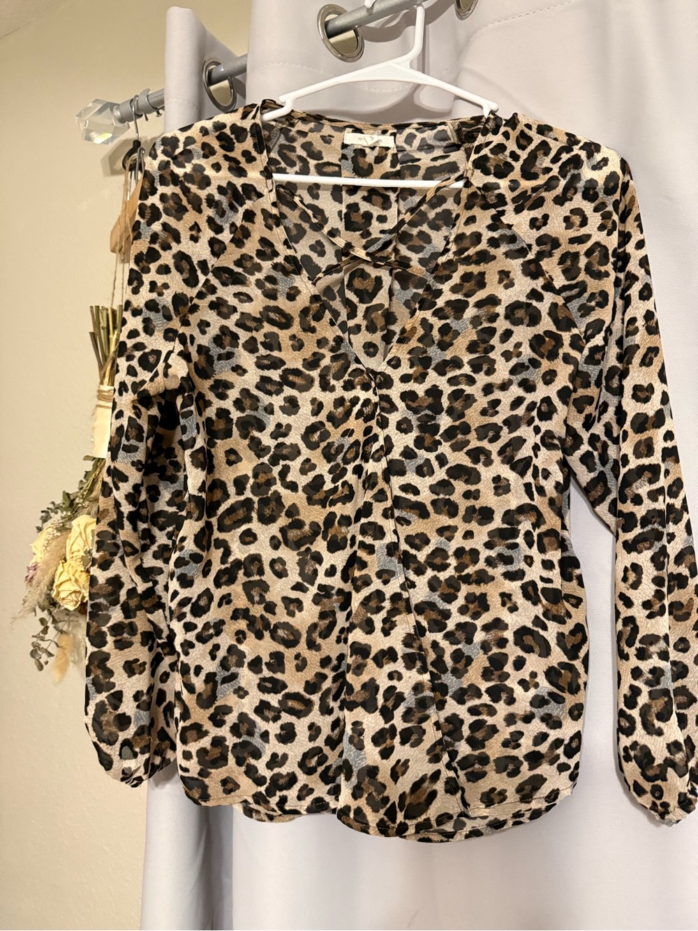 Maurices Leopard Print V-Neck Blouse in Beige and Black